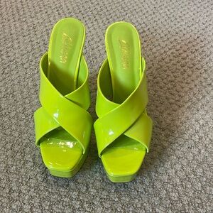Neon Lime Green Block Heels